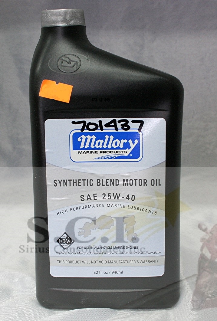 Buy MALLORY HIGH PERFORMANCE SILVER SYNTHETIC BLEND FCW 4STROKE ENGINE OIL 25W40 in Kitchener