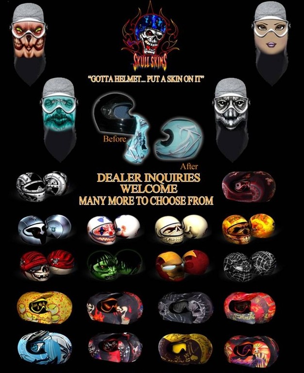 SKULLSKINS HELMET SKIN HALF HELMET COVERS SKULL SKINS CB350 CB500