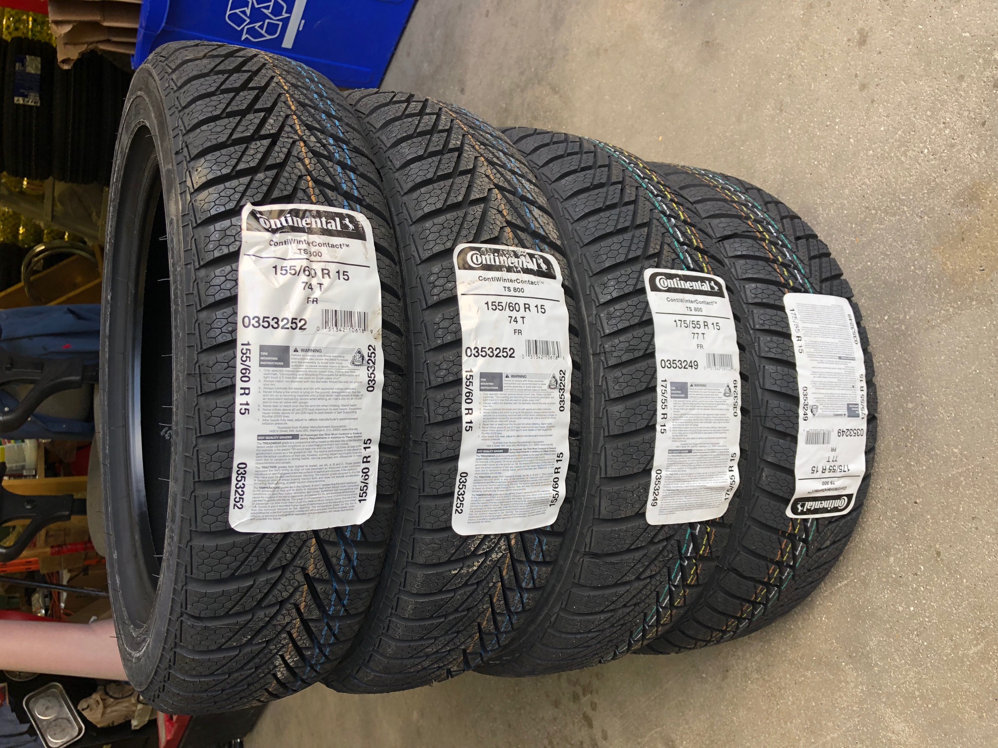 ContiWinterContact TS800 Studless Ice & Snow winter SET OF 4  2 x 155/60R-15  2 x 175/55RR-15