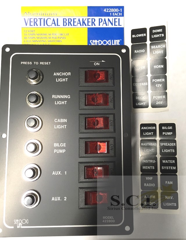 SEA DOG LINE ALUMINUM BOAT MARINE BREAKER PANEL 6 BREAKERS eBay
